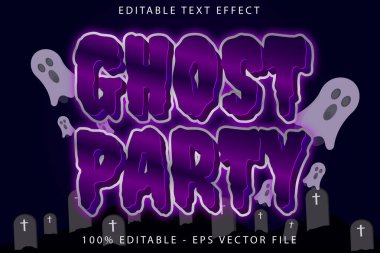 Hayalet Partisi Düzenlenebilir Metin Efekti Neon Biçimi