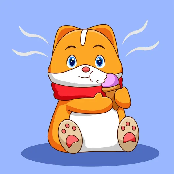 stock vector Cute Hamster Eating Ice Cream Illustration