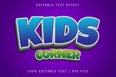 Çocuk Köşesi Düzenlenebilir Metin Efekti 3 Boyut Kabartma Modern Biçim