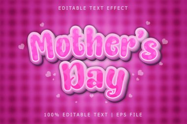 Anneler Günü Düzenlenebilir Metin Efekti 3 Boyut kabartması modern biçimi
