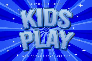 Çocuklar Düzenlenebilir Metin Efekti 3 Boyut Kabartma Modern Biçim