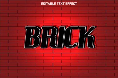 Tuğla düzenlenebilir metin efekti 3 Boyut kabartması modern biçimi