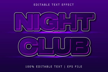 Gece kulübü düzenlenebilir metin efekti 3 Boyut kabartması modern tarzı