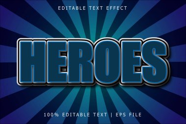 Kahramanlar Düzenlenebilir Metin Efekti 3 Boyut Kabartma Modern Biçim