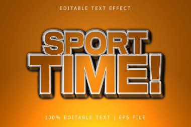 Spor Zamanı Düzenlenebilir Metin Efekti 3 Boyut kabartması modern biçimi