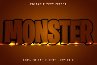 Monster düzenlenebilir metin efekti 3 Boyut kabartması modern biçimi