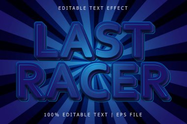 Son yarışçı düzenlenebilir metin efekti 3 Boyut kabartması basit biçimi