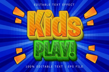 Çocuklar Düzenlenebilir Metin Efekti 3 Boyut Kabartma Modern Biçim