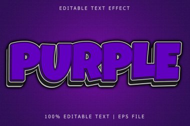 Mor düzenlenebilir metin efekti 3 Boyut kabartması basit biçimi