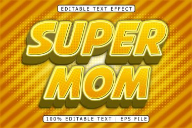 Süper Anne Düzenlenebilir Metin Efekti 3 Boyut Kabartma Modern Biçim