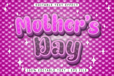 Anneler Günü Düzenlenebilir Metin Efekti 3 Boyut kabartması modern biçimi