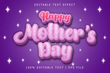 Mutlu Anneler Günü Düzenlenebilir Metin Efekti 3 Boyutlu Kabartma Modern Biçim