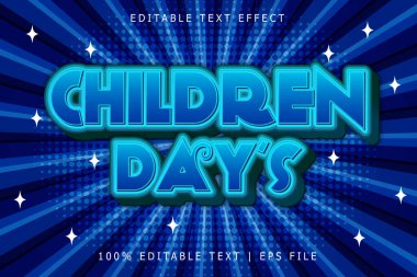 Çocuk Günleri Düzenlenebilir Metin Efekti 3 Boyut Kabartma Modern Biçim
