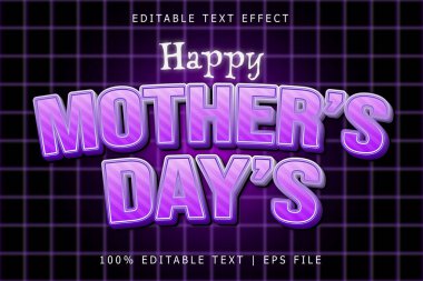 Mutlu Anneler Günleri Düzenlenebilir Metin Efekti 3 Boyutlu Kabartma Modern Biçim