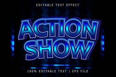 Action Show Düzenlenebilir Metin Efekti 3 Boyut Kabartma Modern Biçim