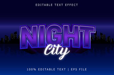 Night City Düzenlenebilir Metin Efekti 3 Boyut Kabartma Modern Biçim