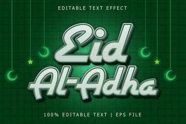 Kurban Bayramı Düzenlenebilir Metin Efekti 3 Boyut Kabartma Modern Biçim