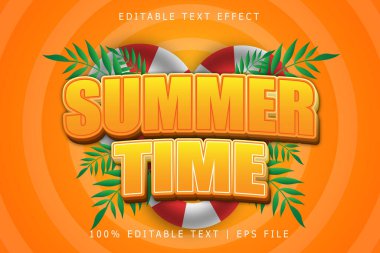 Yaz Saati Düzenlenebilir Metin Efekti 3 Boyut Kabartma Modern Biçim
