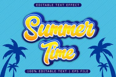 Yaz Saati Düzenlenebilir Metin Efekti 3 Boyut Kabartma Modern Biçim