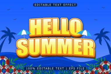 Merhaba Yaz Düzenlenebilir Metin Efekti 3 Boyut Kabartma Modern Biçim