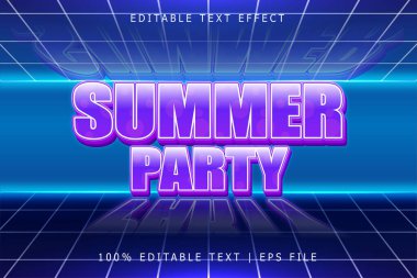 Yaz Partisi Düzenlenebilir Metin Efekti 3 Boyut Kabartması Retro Biçimi