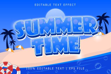 Yaz Saati Düzenlenebilir Metin Efekti 3 Boyut Kabartma Modern Biçim