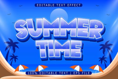 Yaz Saati Düzenlenebilir Metin Efekti 3 Boyut Kabartma Modern Biçim