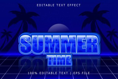 Yaz Saati Düzenlenebilir Metin Efekti 3 Boyut Kabartması Retro Biçimi
