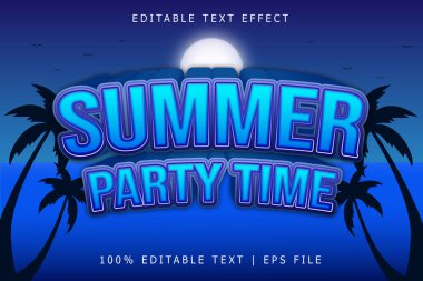 Yaz Partisi Düzenlenebilir Metin Efekti 3 Boyut Kabartma Modern Biçim