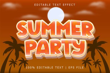 Yaz Partisi Düzenleme Efekti 3 Boyut Kabartma Modern Biçim