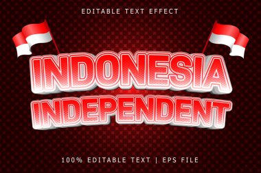 Endonezya Bağımsız Düzenlenebilir Metin Efekti 3 Boyutlu Kabartma Modern Biçim
