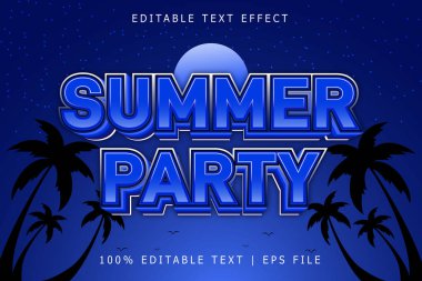 Yaz Partisi Düzenleme Efekti 3 Boyut Kabartma Modern Biçim