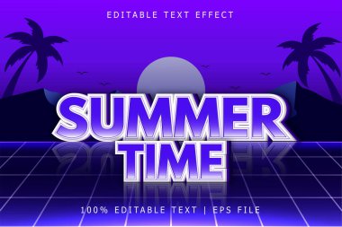 Yaz Saati Düzenlenebilir Metin Efekti 3 Boyut Kabartması Retro Biçimi