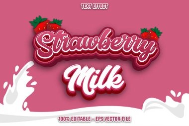 Çilek Sütü Düzenlenebilir Metin Efekti 3d Kabartma Biçimi Tasarımı