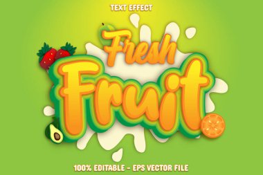 Taze Meyve Düzenlenebilir Metin Efekti 3d Kabartma Biçimi Tasarımı