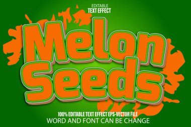 Kavun Tohumları Düzenlenebilir Metin Efekti Çizgi Film Biçimi