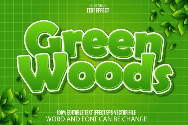 Green Woods Düzenlenebilir Metin Efekti Çizgi Film Biçimi