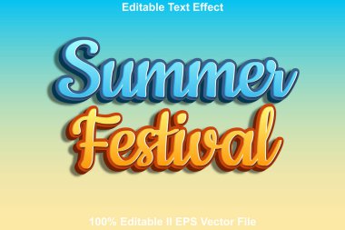 Yaz Festivali Düzenlenebilir Metin Efekti 3d Kabartma Modern Biçimi