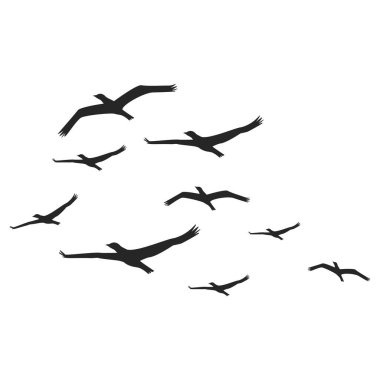 Illustration of a Flock of Birds Flying in the Sky
