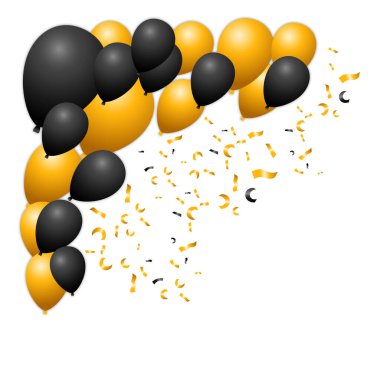 Siyah ve Sarı Modern Lüks Konfeti ile Kara Cuma Balon Dekorasyonu