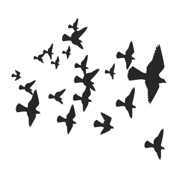Illustration of a Flock of Birds Flying in the Sky