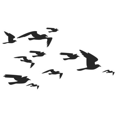 Illustration of a Flock of Birds Flying in the Sky