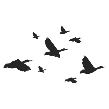 Illustration of a Flock of Birds Flying in the Sky