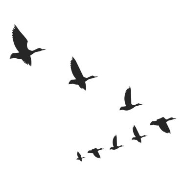 Illustration of a Flock of Birds Flying in the Sky