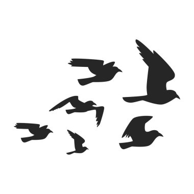 Illustration of a Flock of Birds Flying in the Sky