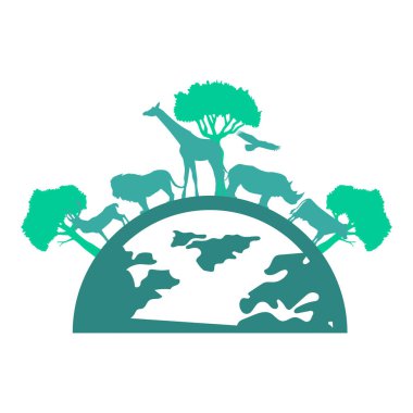 Yeşil Minimalist Dünya Vahşi Yaşam Günü Silüeti