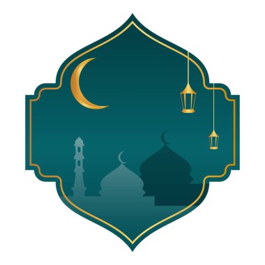 Altın ve Teal Modern İslami Cami Çerçevesi