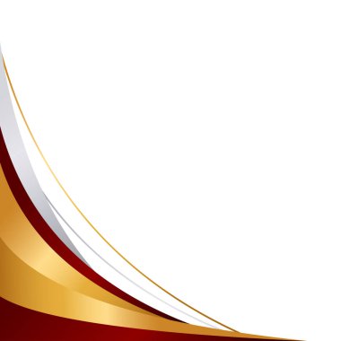 Kırmızı ve Altın Modern Lüks Eğrisi Çizgi Dekorasyonlu Sınır