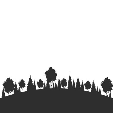 Düz Orman Peyzajı Silueti