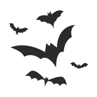 Cadılar Bayramı Uçan Yarasalar Sürüsü Silueti